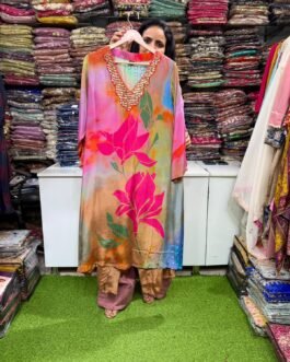 SCD-67 Pure Crape Digital Print Coord With Hand Embroidery