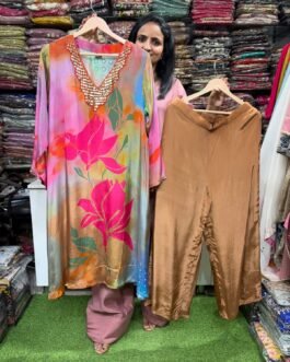 SCD-67 Pure Crape Digital Print Coord With Hand Embroidery