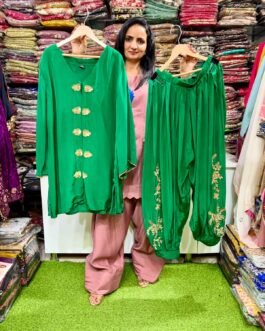 SCD-74 Designer Pure Crape Ballon Coord Set with Hand Embroidery