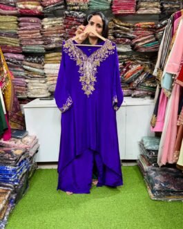 SCD-89 Pure Crape Purple Coord Set in Different Cut