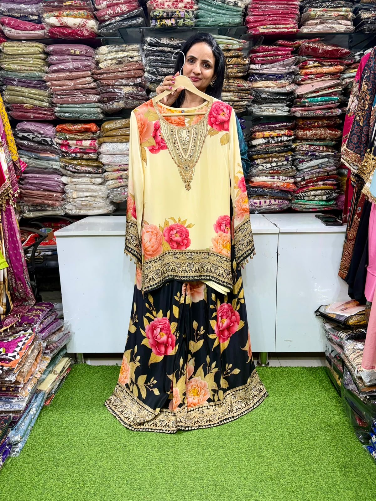SCD-94 Pure Crape Designer Coord with Digital Print Flaired Plazzo