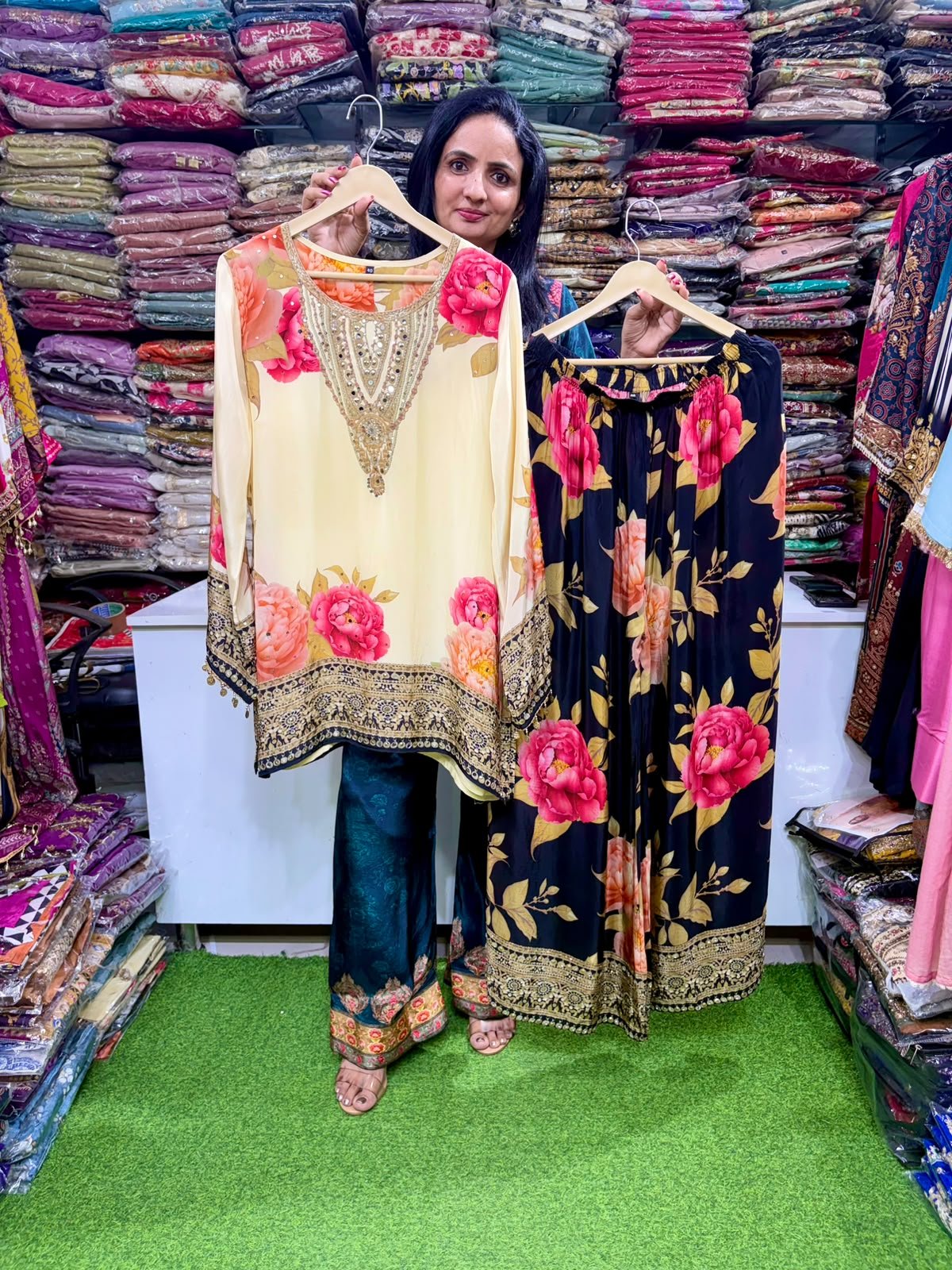 SCD-94 Pure Crape Designer Coord with Digital Print Flaired Plazzo