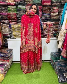SCD-95 Designer Pure Crape Sharara Set with Organza Dupatta