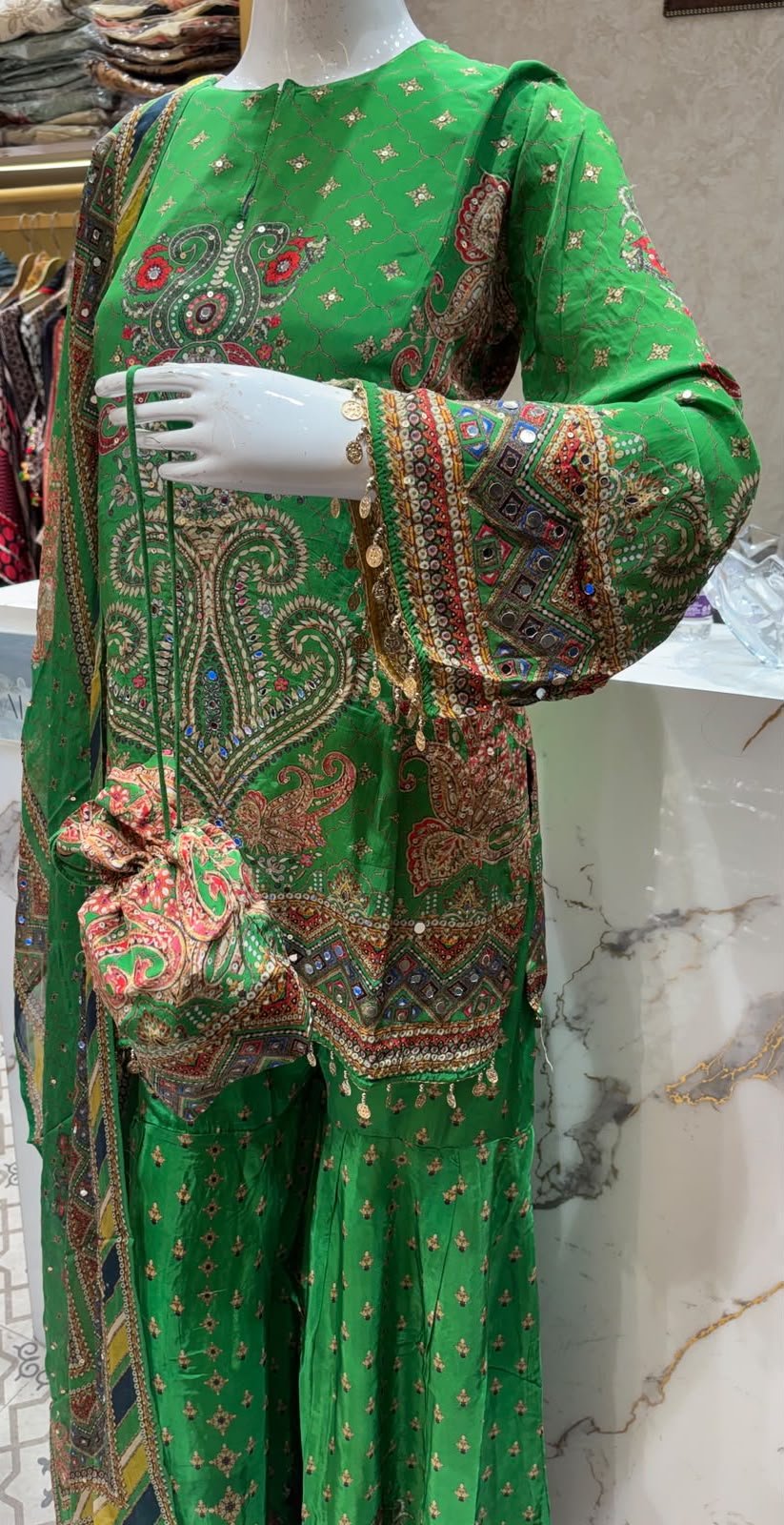 Designer-Pure-Crape-Sharara-Set-with-Organza-Dupatta