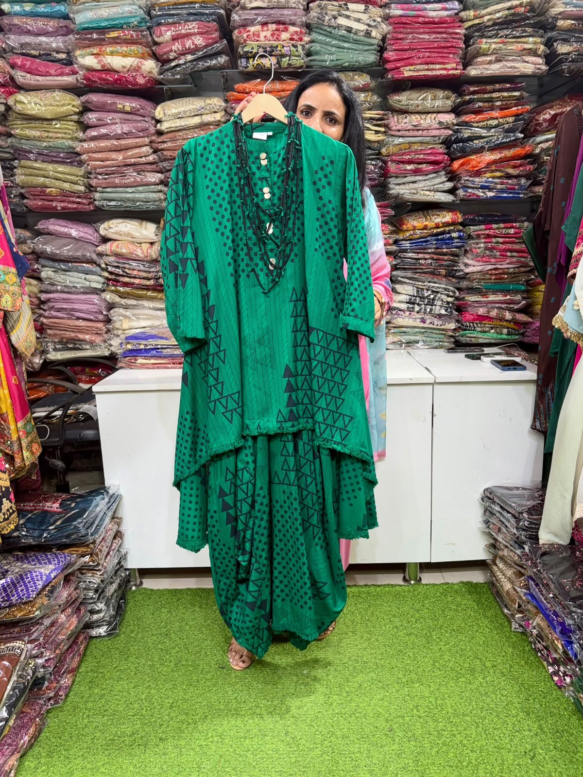 Designer-One-Peice-Skirt-Dress-with-Necklace