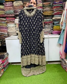 SCD-63 Pure Crape Black Anarkali Set