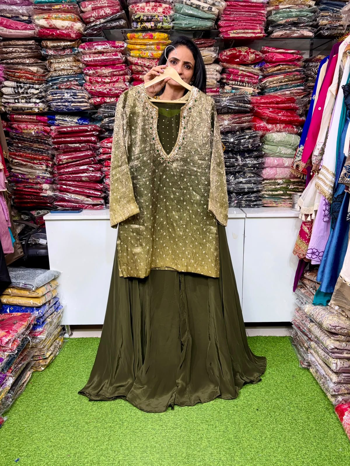 SCD- 168 Designer Indo-Western Ombre Coord Set with HandWork