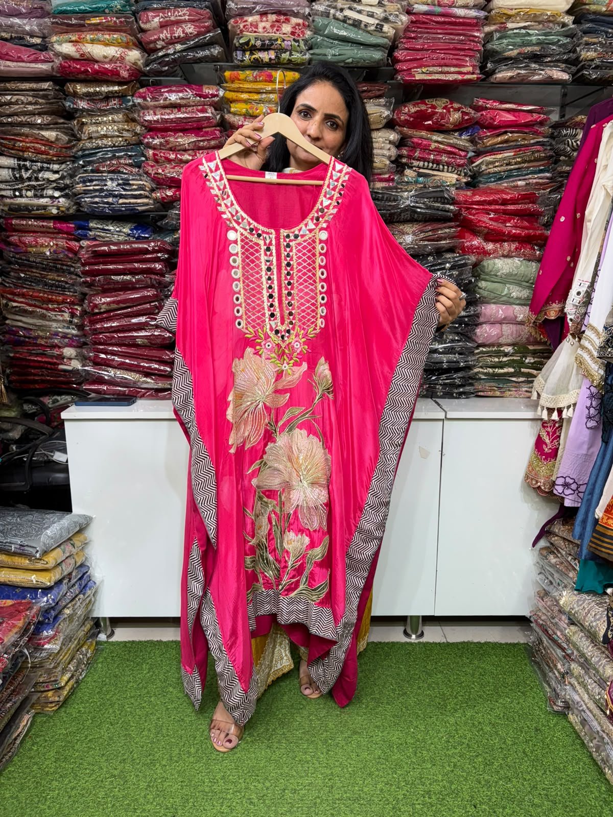 Pure Crape Designer Kaftan Set