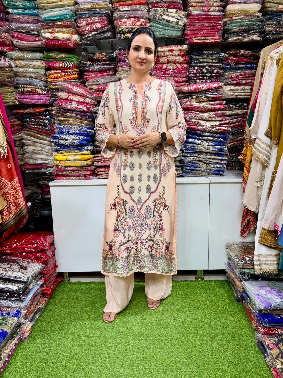 Pure Crape Digital Print Pakistani Style Coord Set