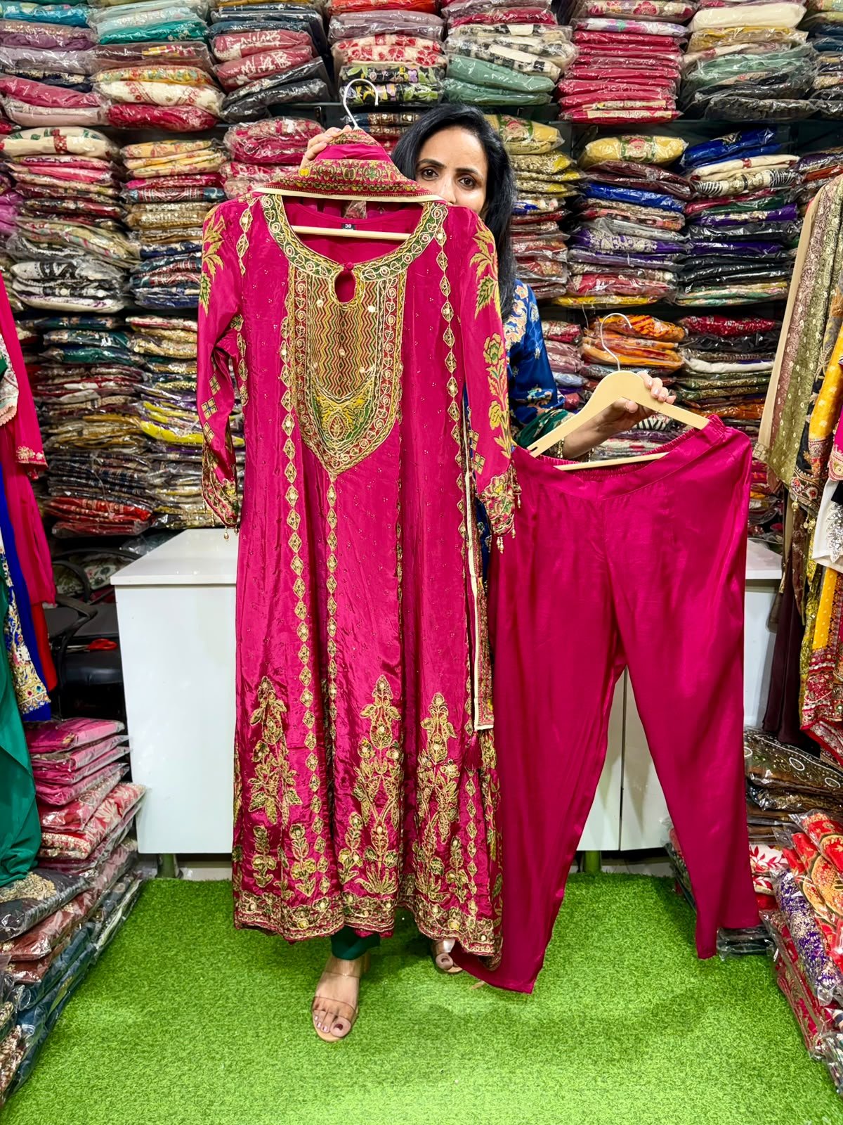 SCD- 196 Pure Crape Digital Print Zari Embroidered Anarkali Set