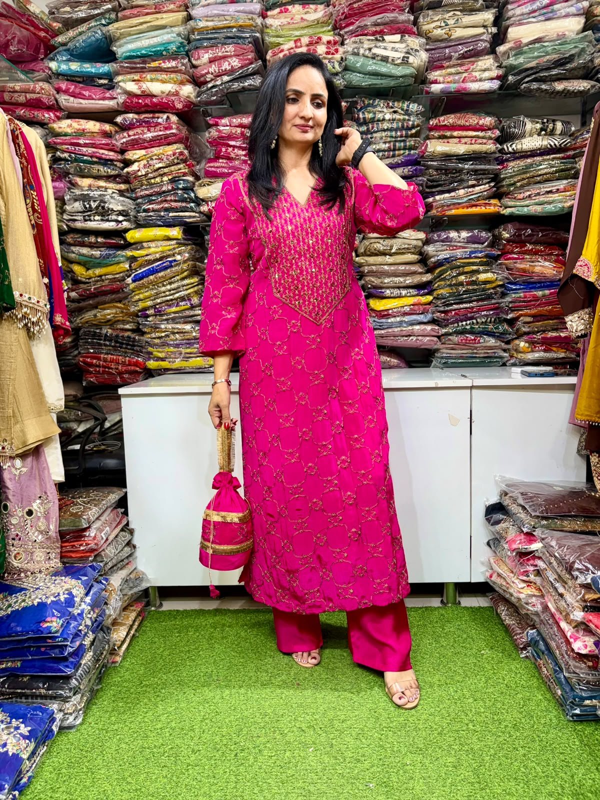 SCD- 210 Pure Crape Zari Embroidered Set
