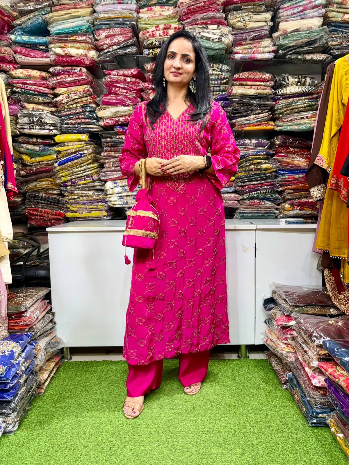 SCD- 210 Pure Crape Zari Embroidered Set