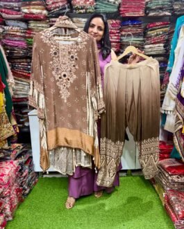 SCD- 141 Pure Crape C Cut Designer Suit with Farshi