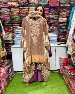 SCD- 141 Pure Crape C Cut Designer Suit with Farshi