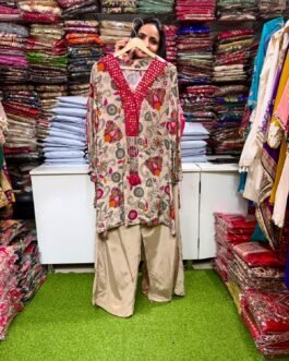 SCD- 145 Pure Crape Digital Print Coord with Hand Embroidery