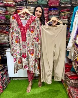 SCD- 145 Pure Crape Digital Print Coord with Hand Embroidery