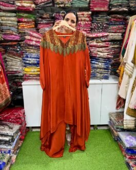 SCD-150 Pure Crape Designer Cut Hand Embroidered Coord Set