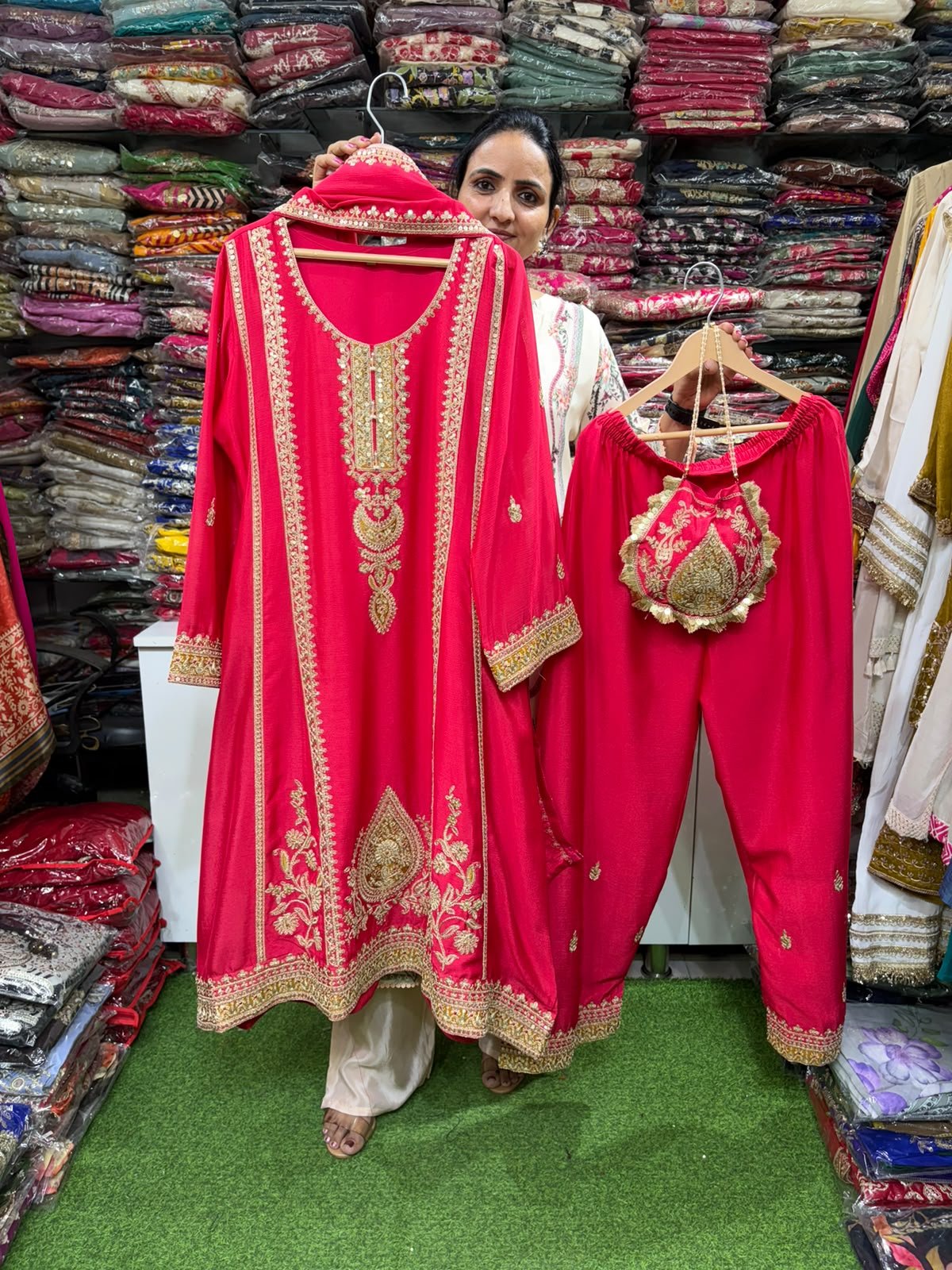 SCD-151 Partywear Suit with Plazzo and Potli