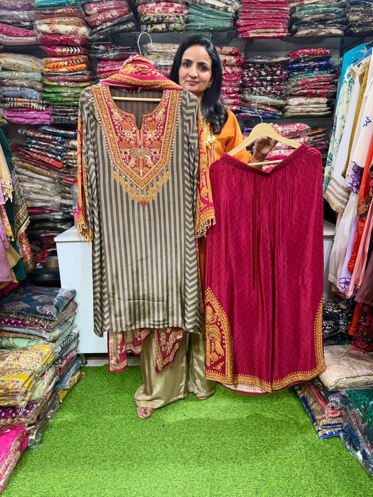 SCD- 160 Designer Pure Crape Suit Set with Plazzo