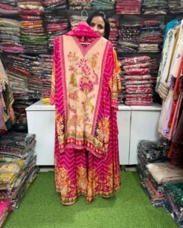 SCD-163 Pure Crape Digital Print with Embroidery Sharara Suit Set