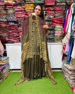 SCD- 167 Designer Pure Crape Indo-Western Ajrak Print Cape Style Coord Set