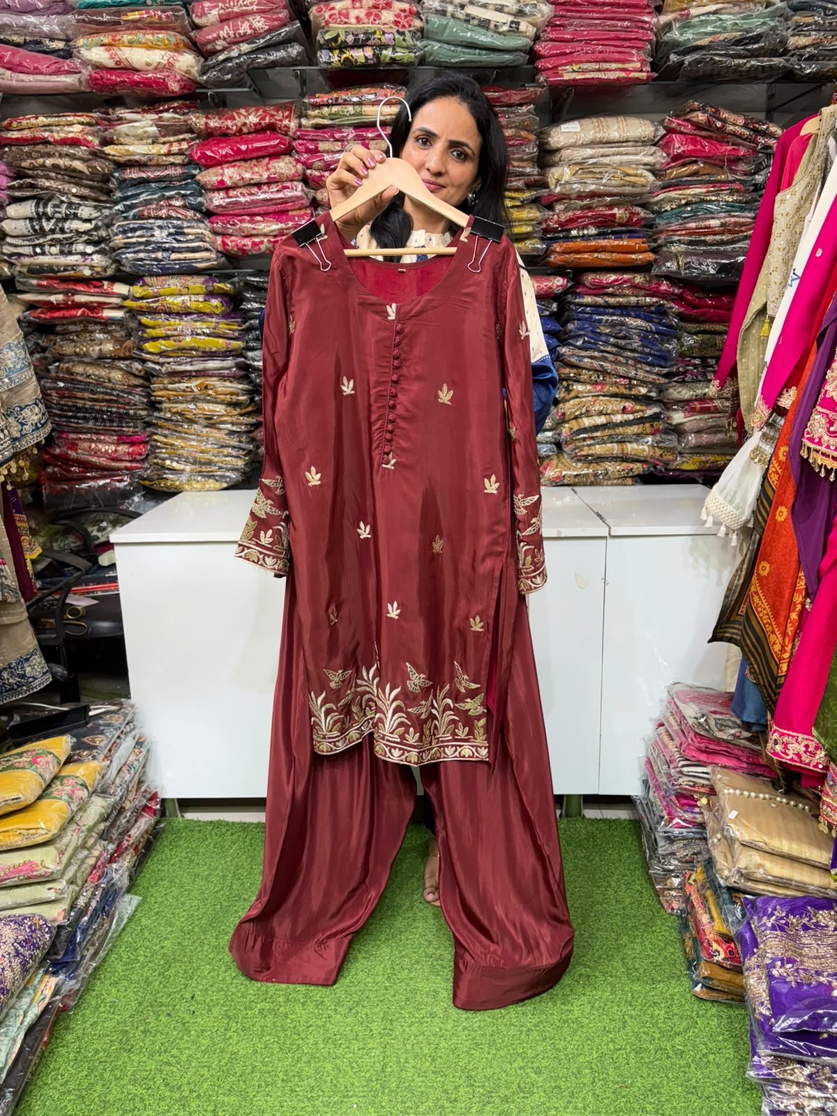 SCD- 180 Pure Crape Farshi Coord Set