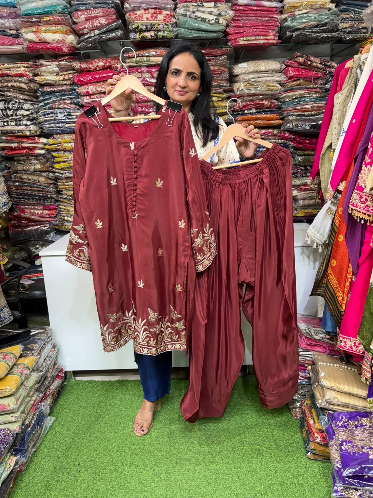 SCD- 180 Pure Crape Farshi Coord Set