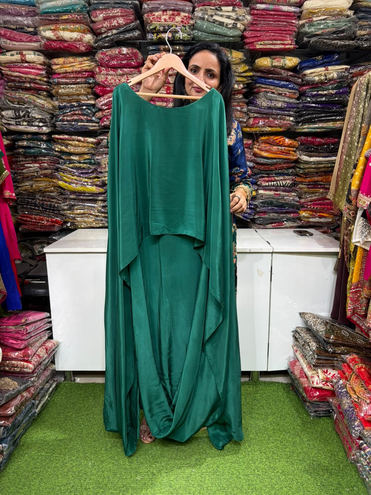 SCD- 193 Pure Crape Designer Cowl Drape Dress
