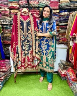 SCD- 198 Pure Crape Designer Embroidered Suit Set