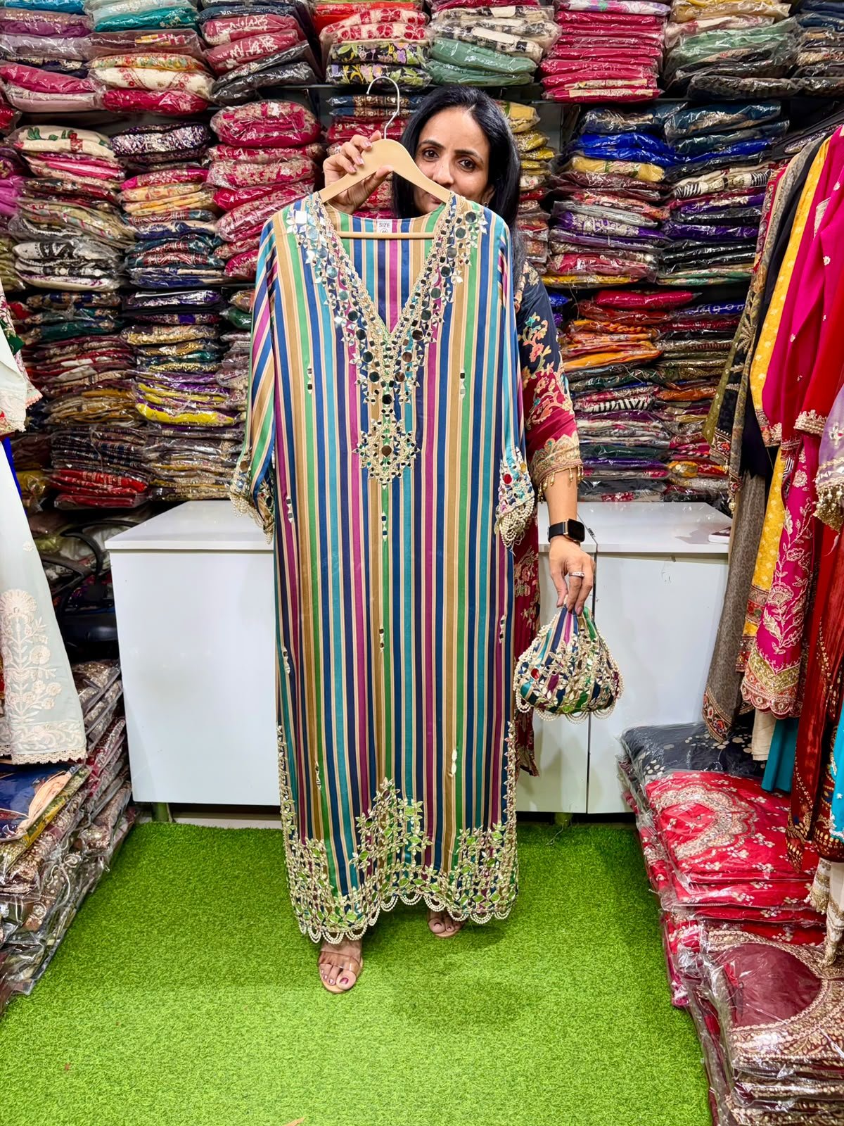 SCD-200 Designer Gajji Silk Embroidered Phiran Set