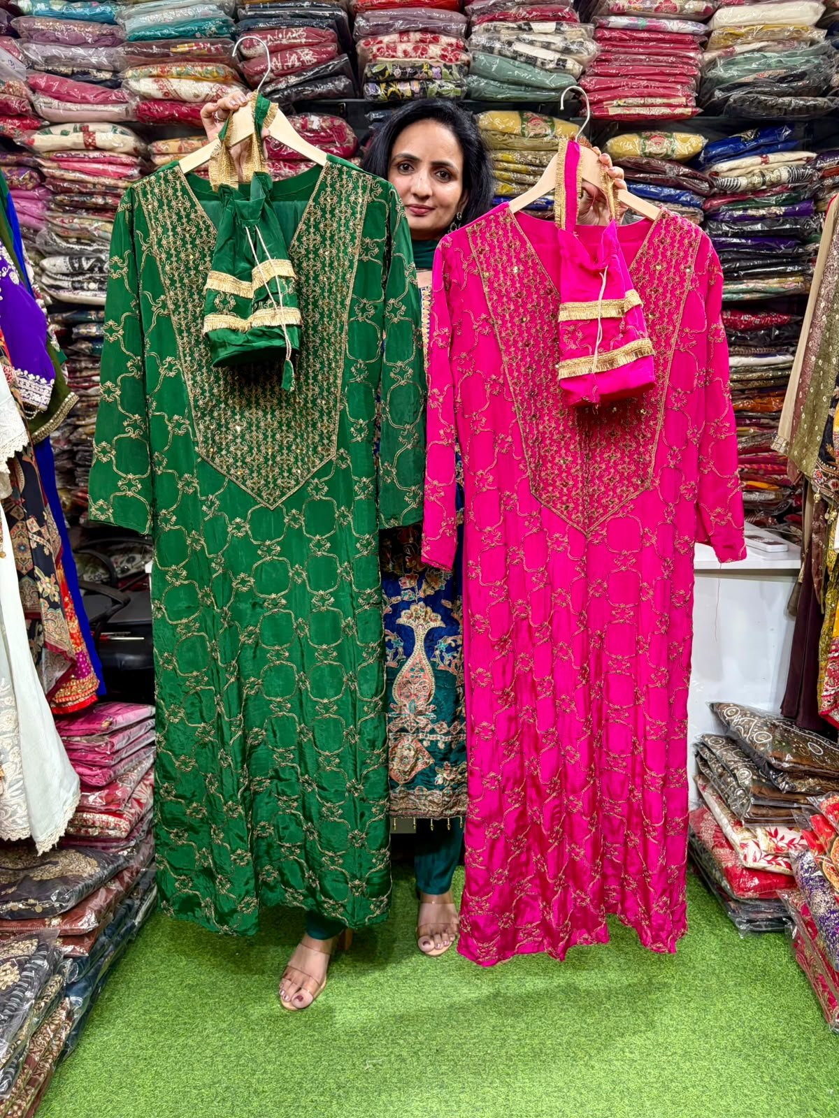 SCD -204 Designer Zari Embroidered Pure Crape Phiran Set