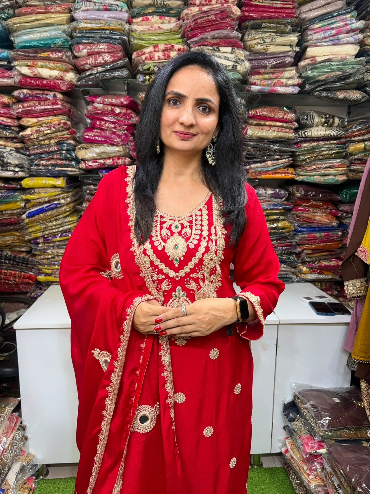 SCD- 209 Pure Chinon Embroidered Suit Set
