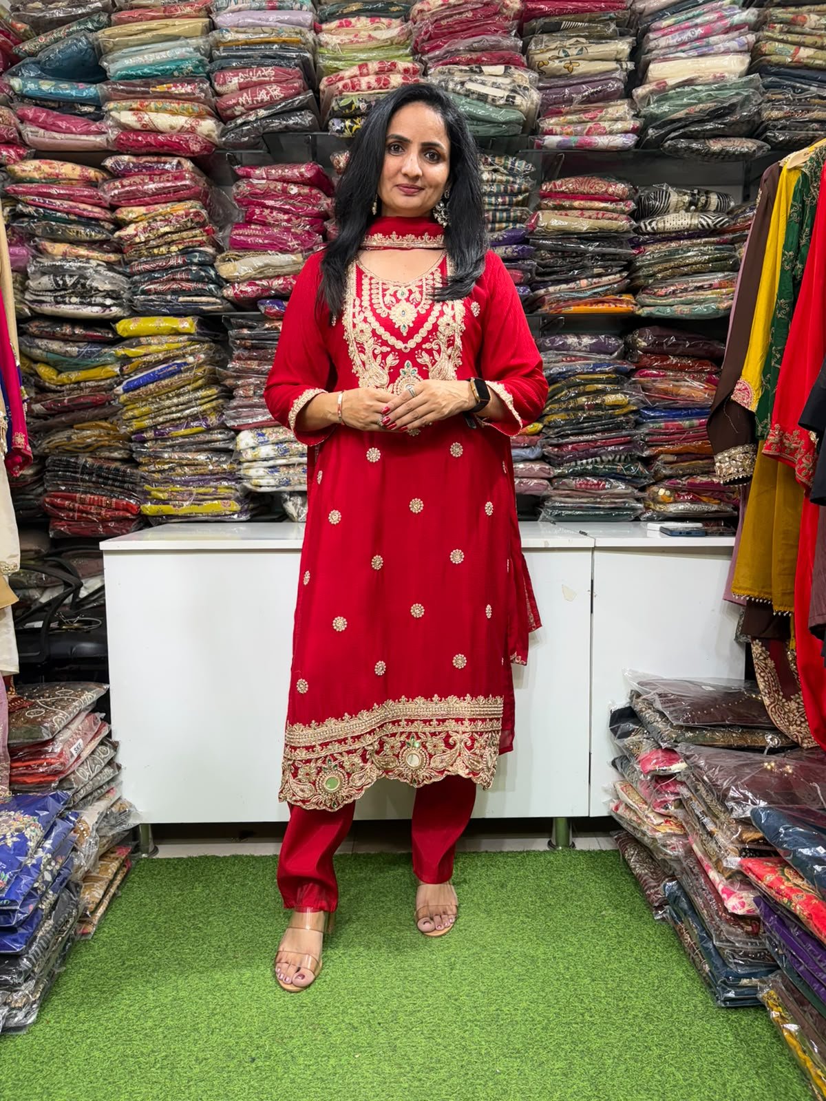 SCD- 209 Pure Chinon Embroidered Suit Set