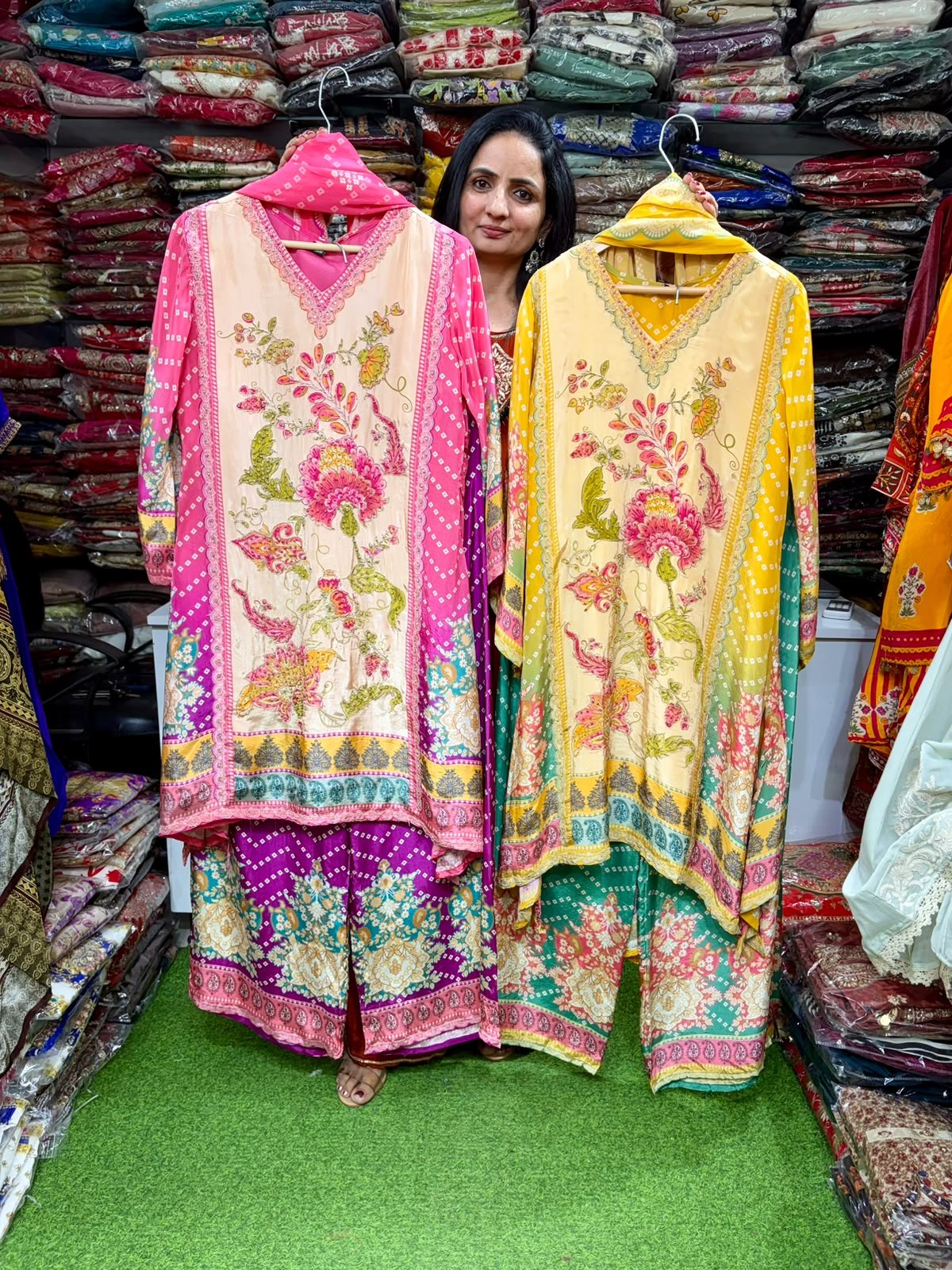 SCD- 209 Pure Crape Designer Suit Set